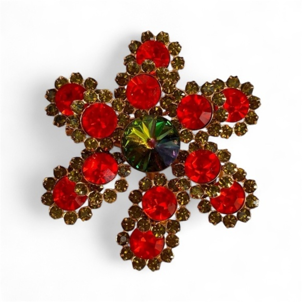 Vintage watermelon orange/red ,green brooch